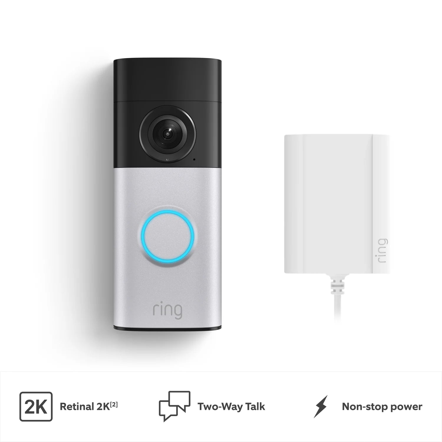 جهاز Wired Video Doorbell Plus (الجيل الثاني) مع محوّل بالقابس